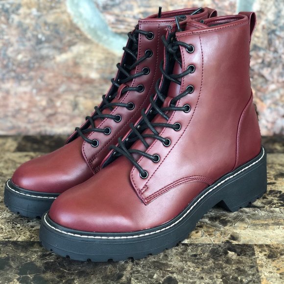 Madden Girl Carra Lace-Up Lug Sole Combat Boots - Picture 2 of 10